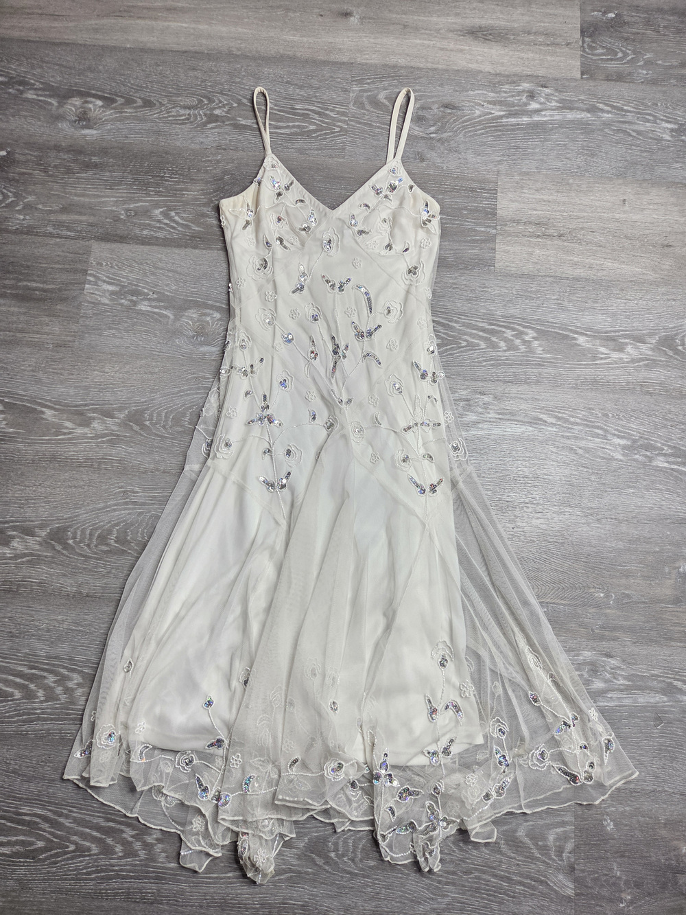 Together White Sequin Beaded Women's Evening Dress Size 6 - Picture 1 of 14
